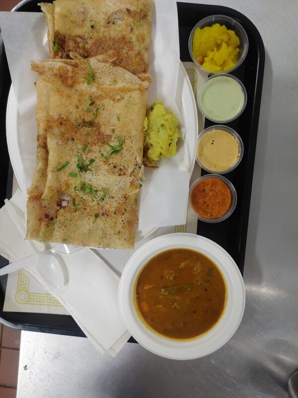Onion Chili Rava Masala Dosa